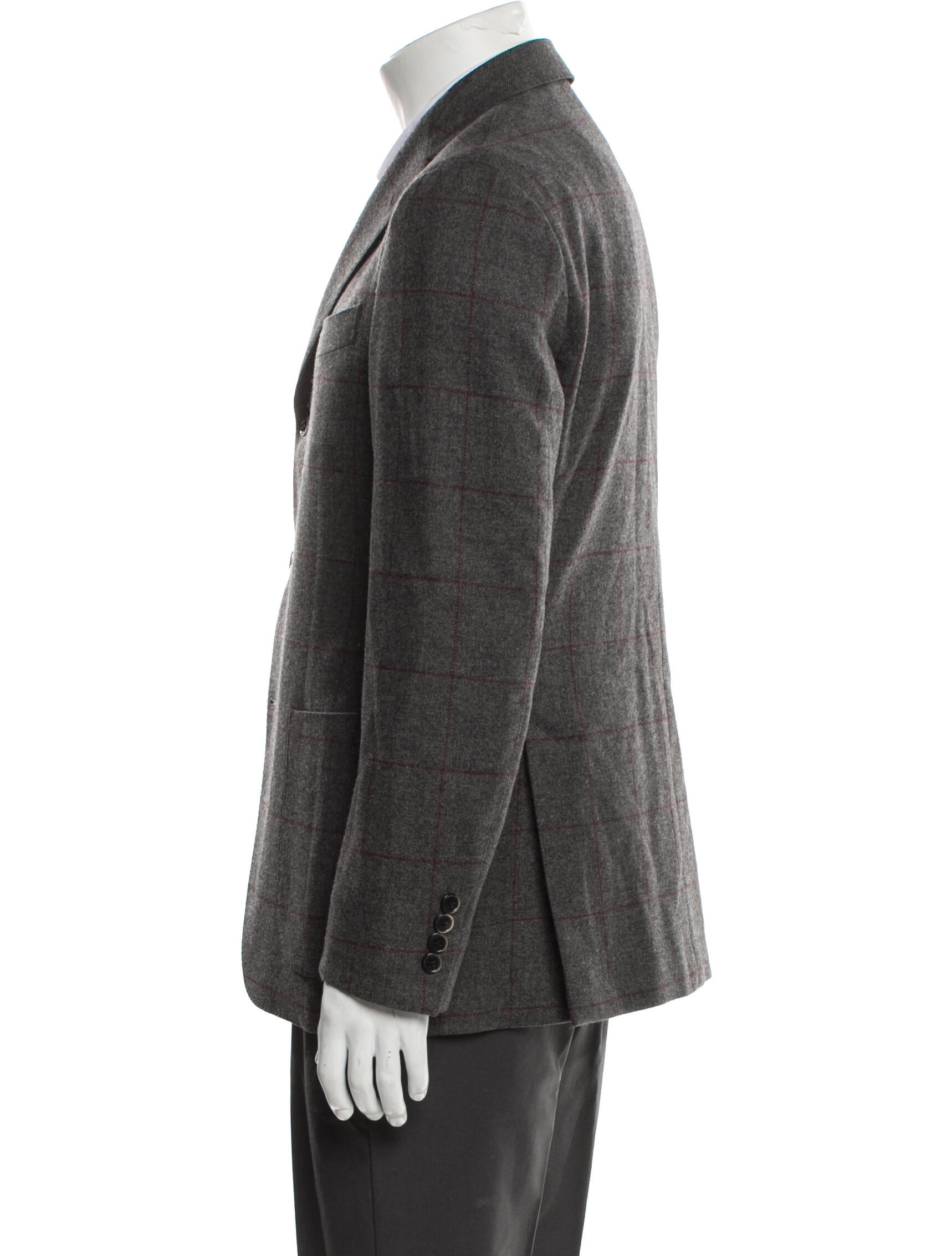 Lardini Wool Plaid Print Blazer