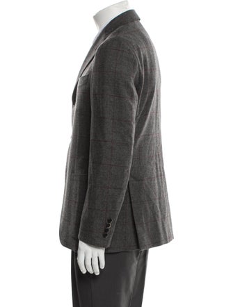 Lardini Wool Plaid Print Blazer