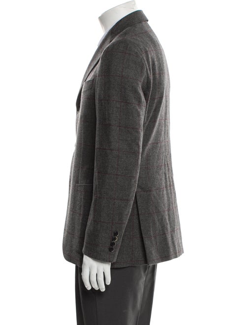 Lardini Wool Plaid Print Blazer
