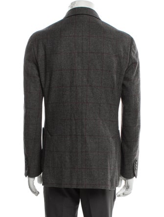 Lardini Wool Plaid Print Blazer