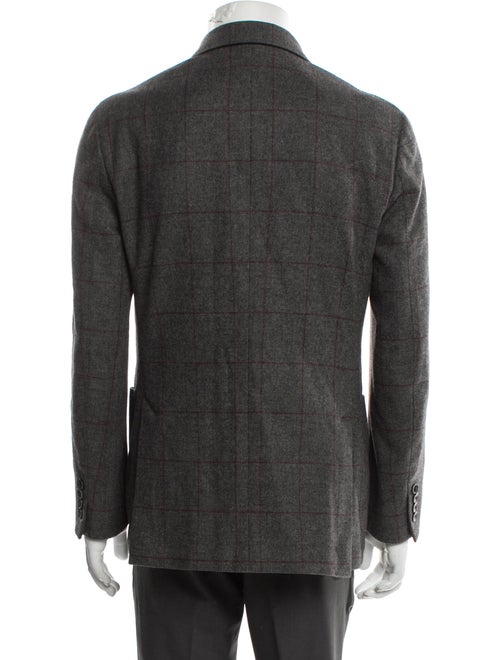 Lardini Wool Plaid Print Blazer