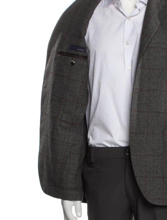 Lardini Wool Plaid Print Blazer
