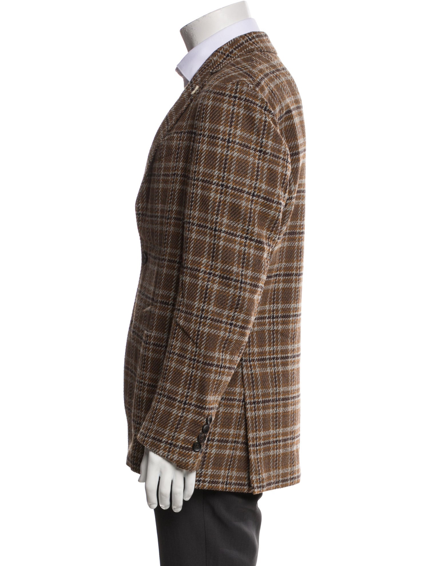 Lardini Virgin Wool Plaid Print Blazer