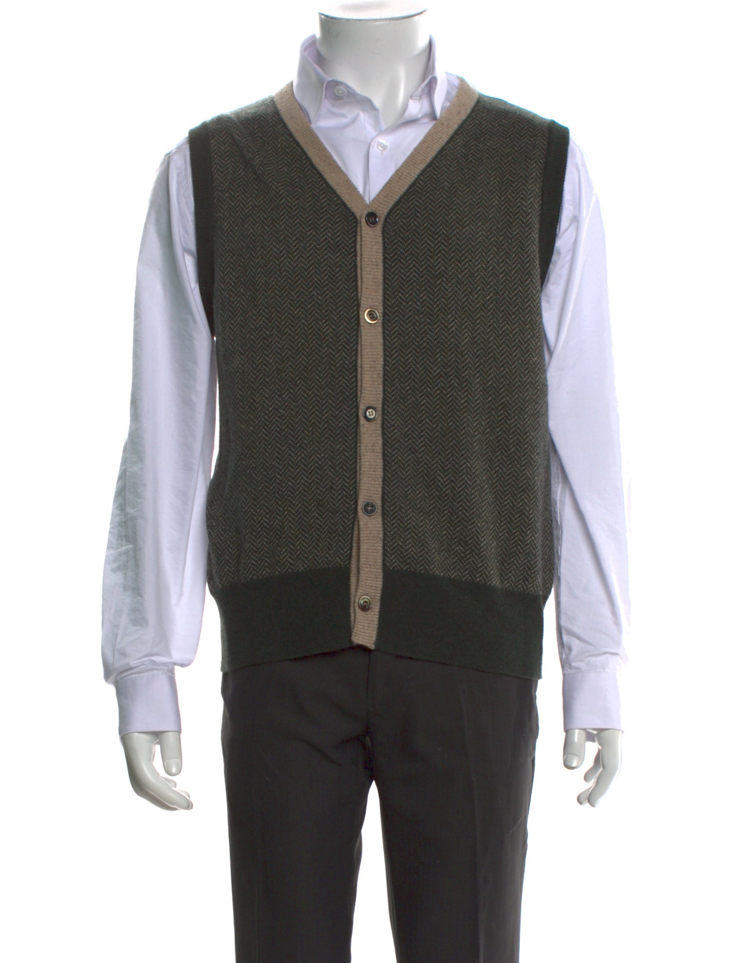 Lardini Wool Tweed Pattern Sweater Vest
