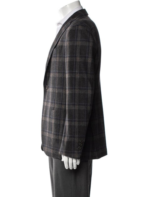 Lardini Wool Plaid Print Blazer