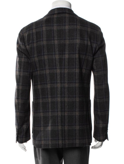 Lardini Wool Plaid Print Blazer