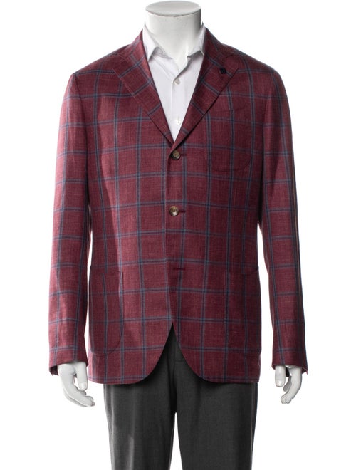 Lardini Wool Plaid Print Blazer