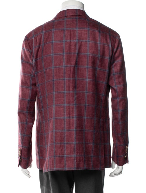 Lardini Wool Plaid Print Blazer