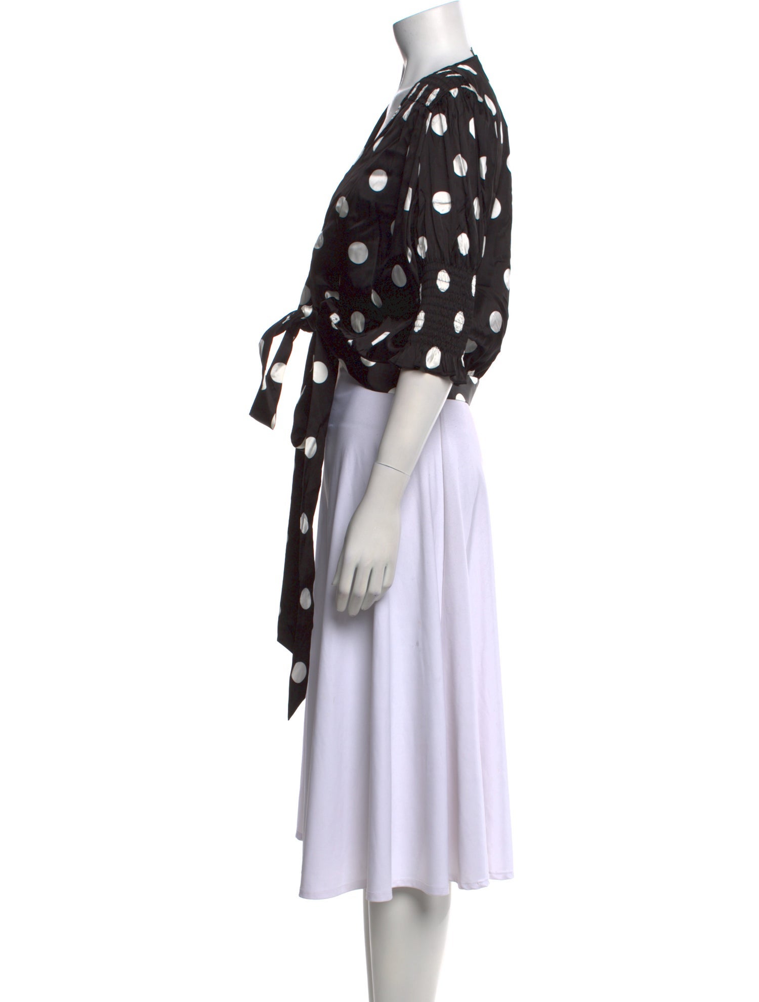 Art Dealer Polka Dot Print Plunge Neckline Crop Top