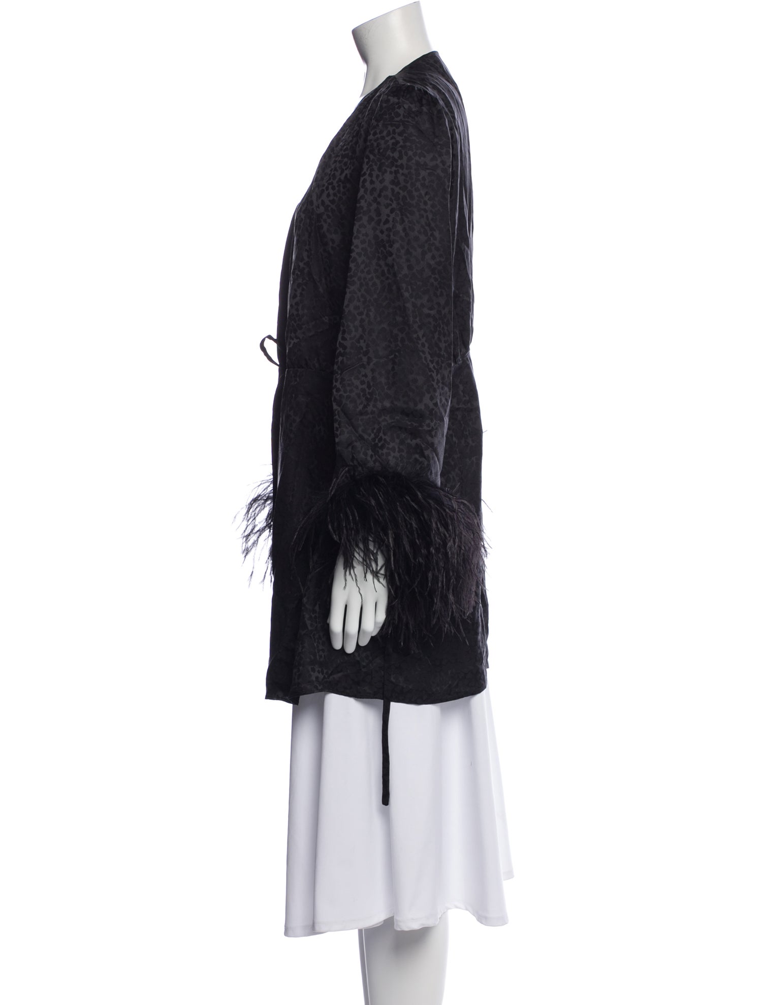 Art Dealer Silk Feather Trim Robe