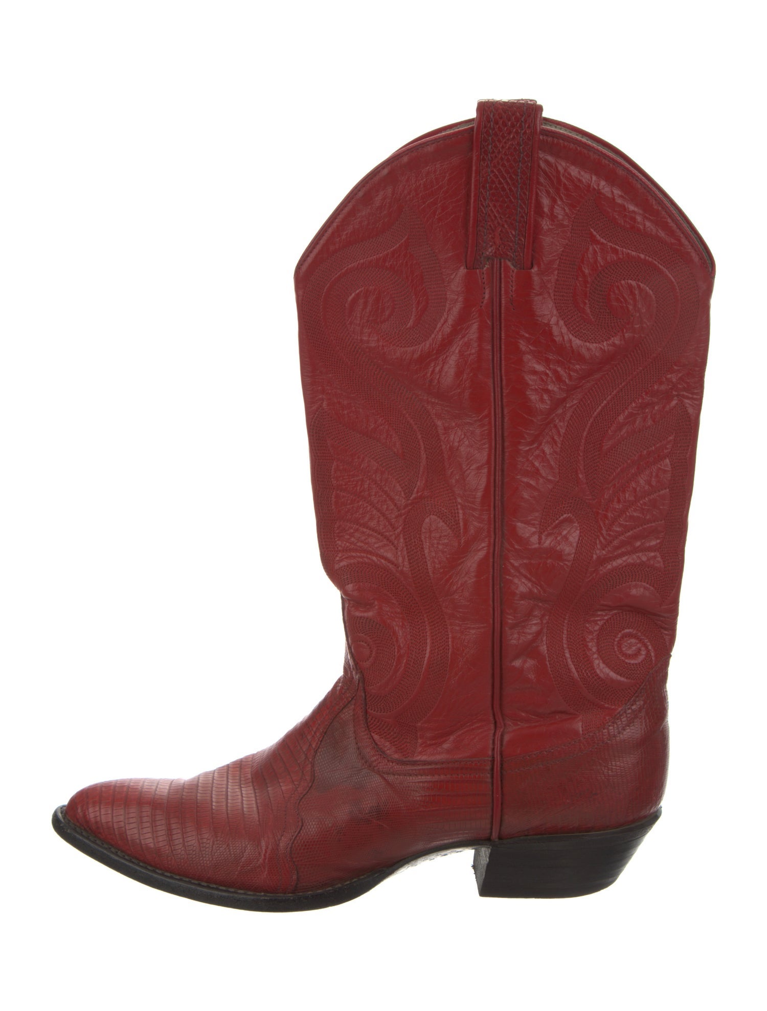 Larry Mahan Leather Embroidered Accent Western Boots