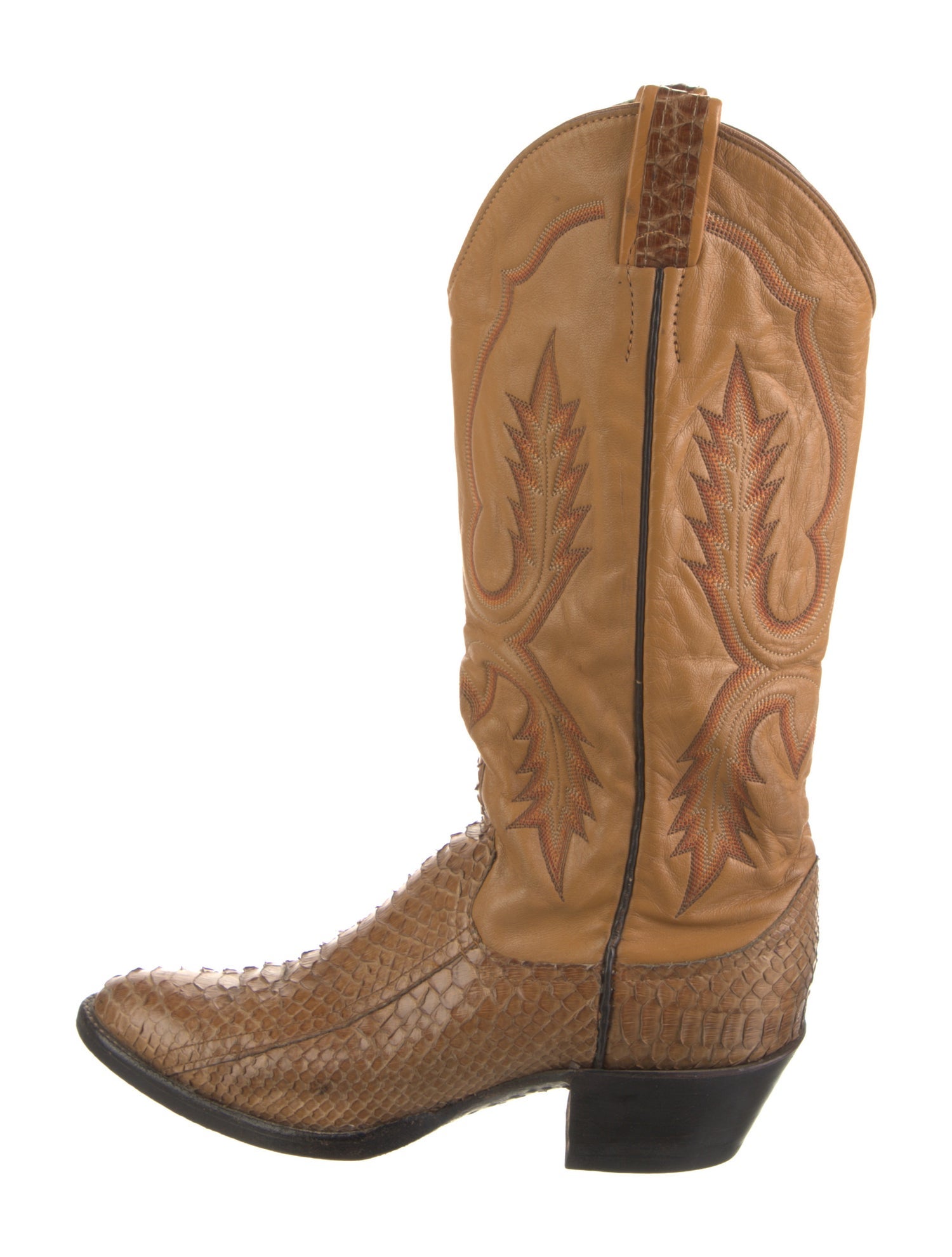 Larry Mahan Snakeskin Printed Western Boots