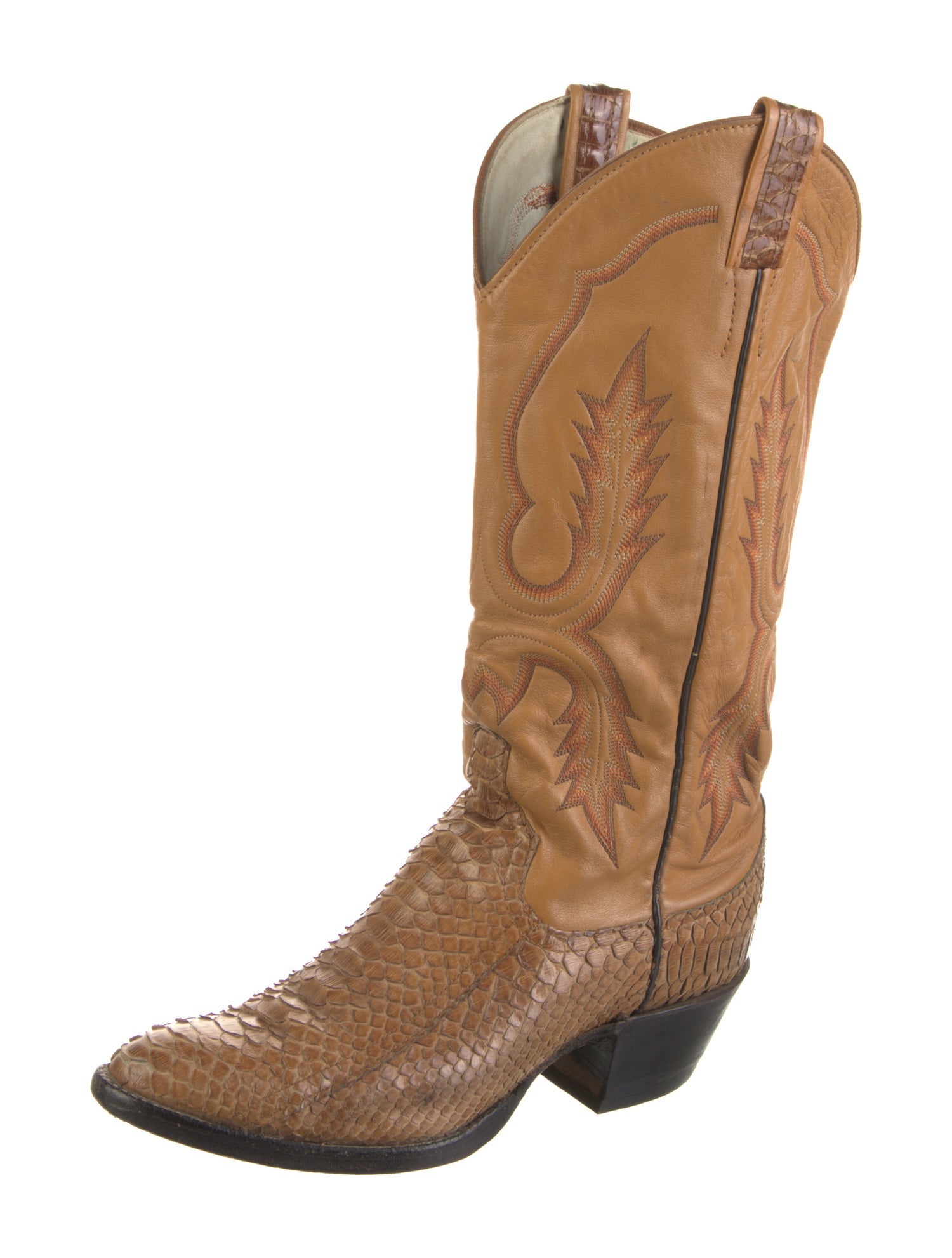 Larry Mahan Snakeskin Printed Western Boots