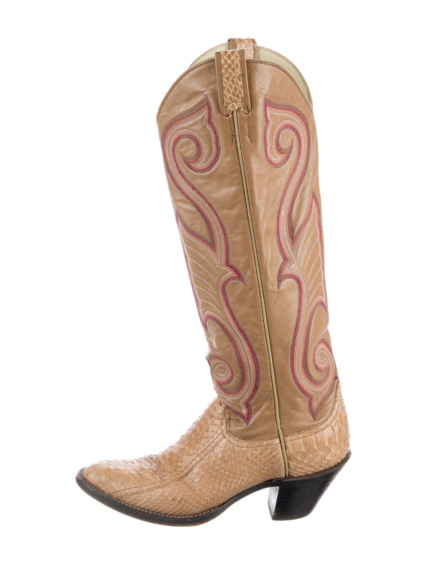 Larry Mahan Leather Graphic Print Western Boots