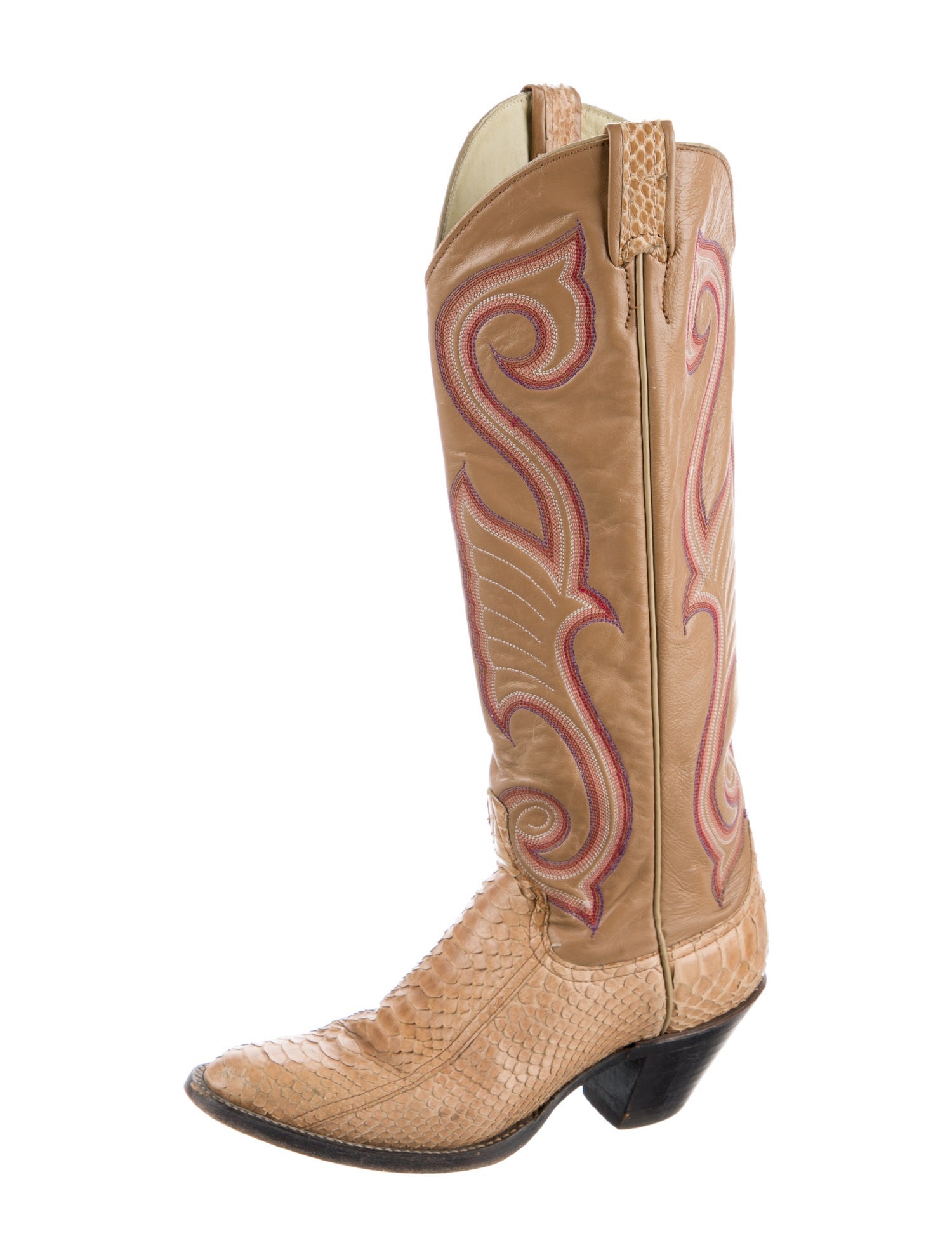 Larry Mahan Leather Graphic Print Western Boots