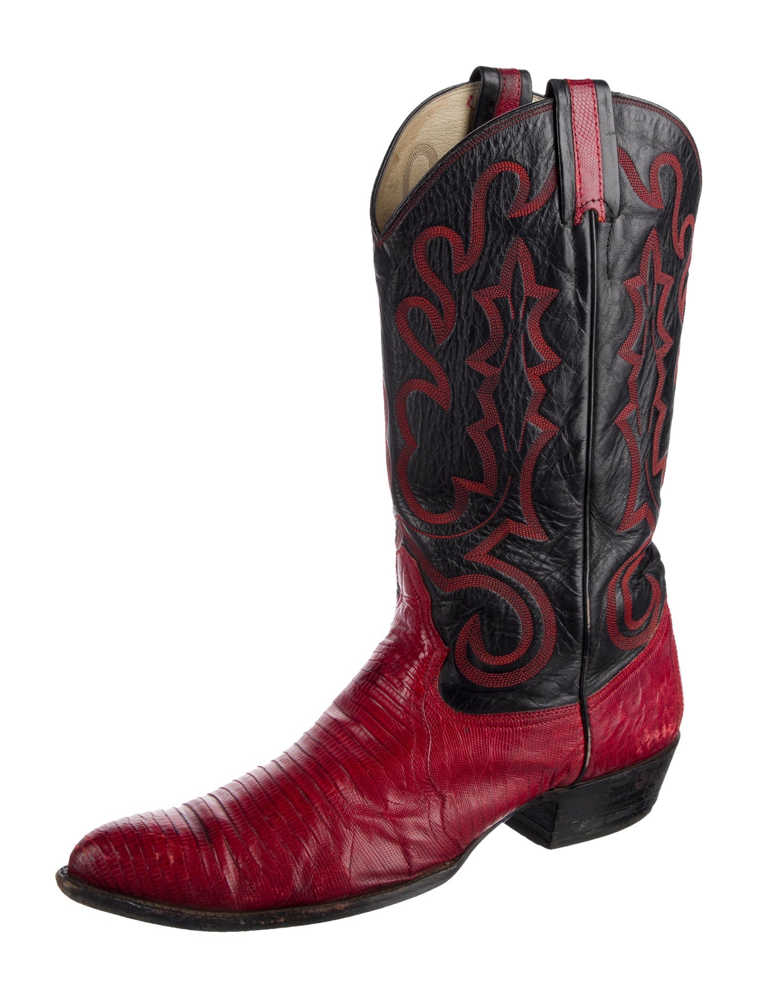 Larry Mahan Leather Printed Western Boots