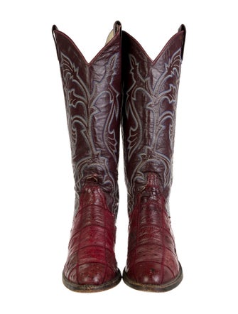 Larry Mahan Ostrich Printed Western Boots