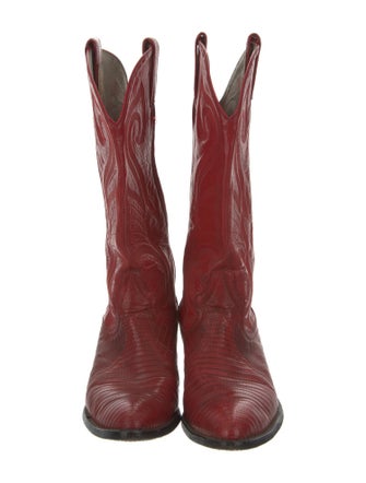 Larry Mahan Leather Embroidered Accent Western Boots