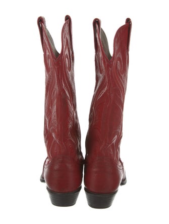 Larry Mahan Leather Embroidered Accent Western Boots