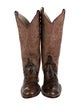 Larry Mahan Leather Colorblock Pattern Western Boots