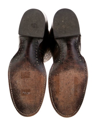 Larry Mahan Leather Colorblock Pattern Western Boots