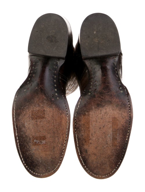 Larry Mahan Leather Colorblock Pattern Western Boots