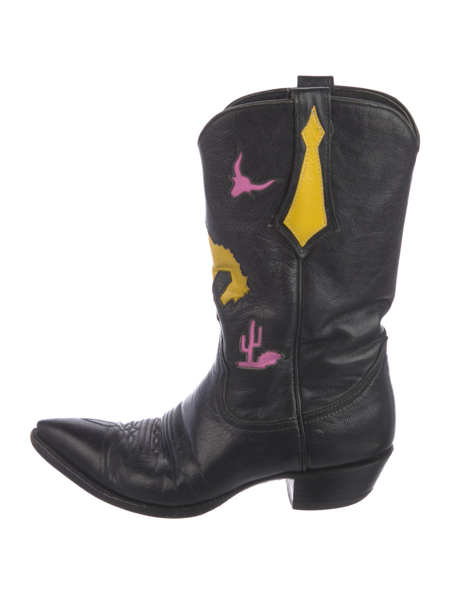 Larry Mahan Leather Printed Western Boots