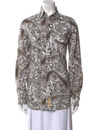 Larry Mahan Printed Long Sleeve Button-Up Top
