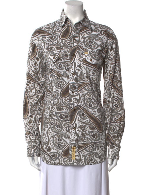 Larry Mahan Printed Long Sleeve Button-Up Top