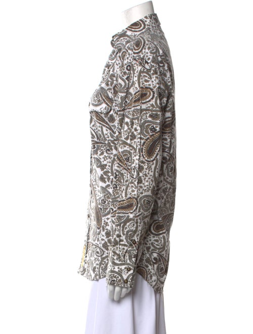 Larry Mahan Printed Long Sleeve Button-Up Top