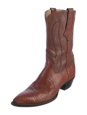 Larry Mahan Leather Patterned Western Boots