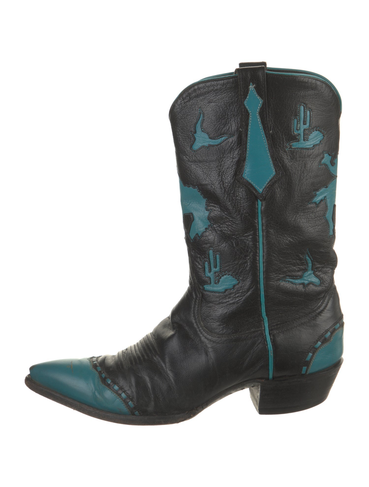 Larry Mahan Leather Printed Western Boots