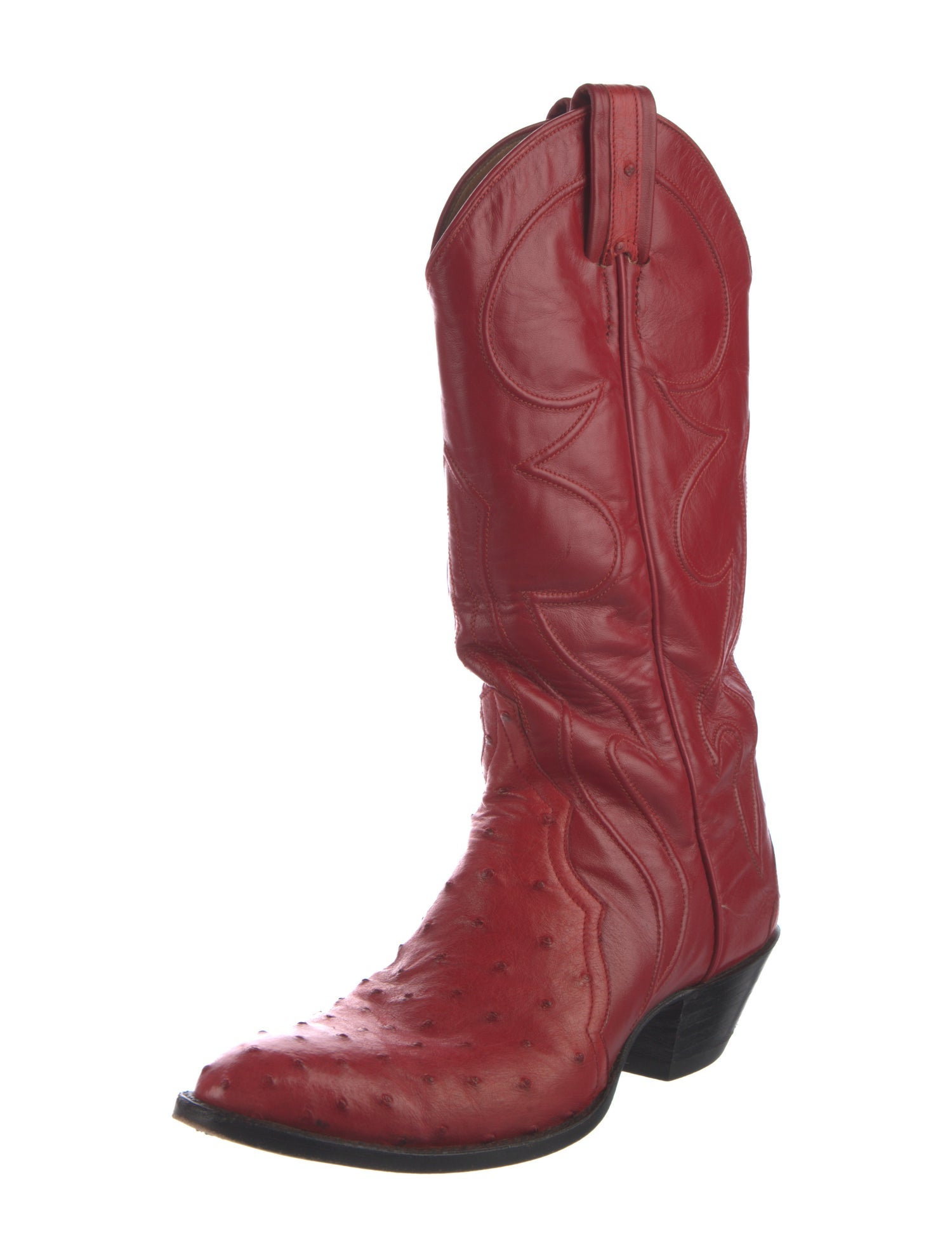 Larry Mahan Leather Embroidered Accent Western Boots