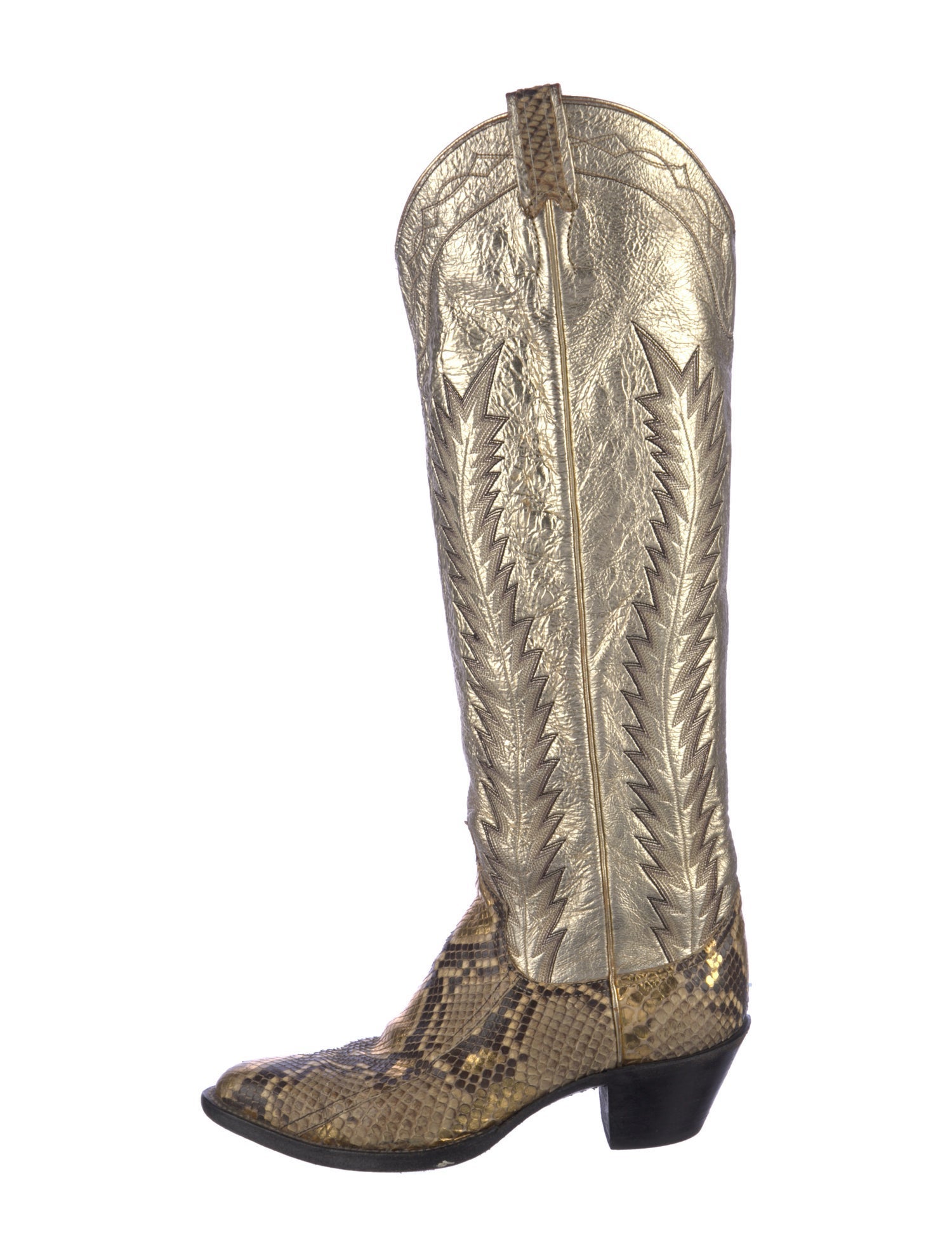 Larry Mahan Leather Animal Print Western Boots