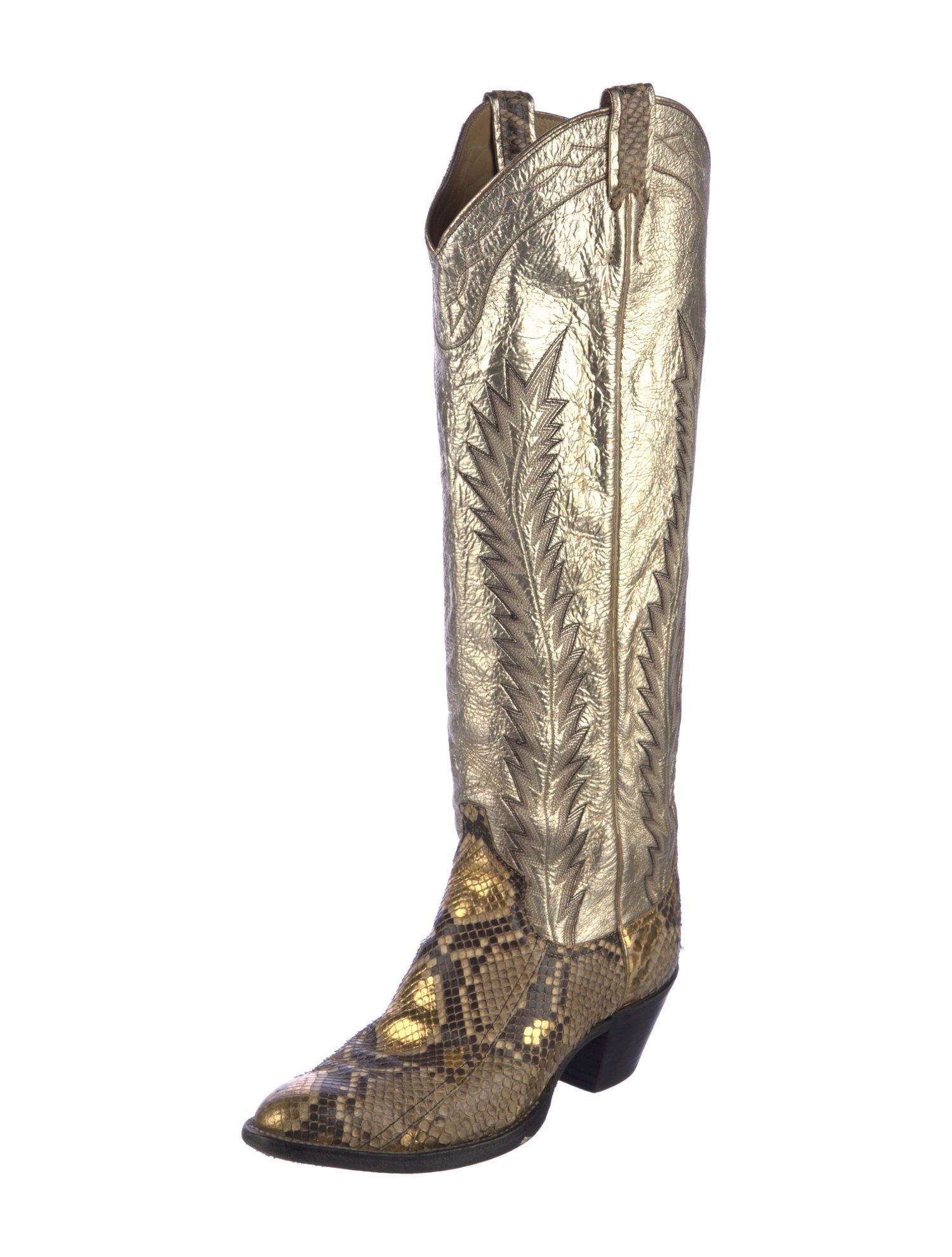 Larry Mahan Leather Animal Print Western Boots
