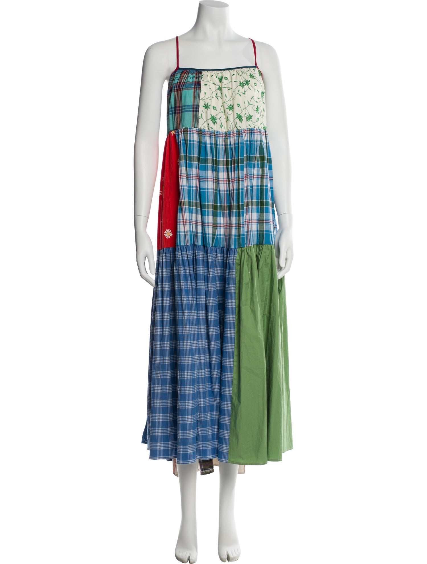 La Réunion Plaid Print Long Dress