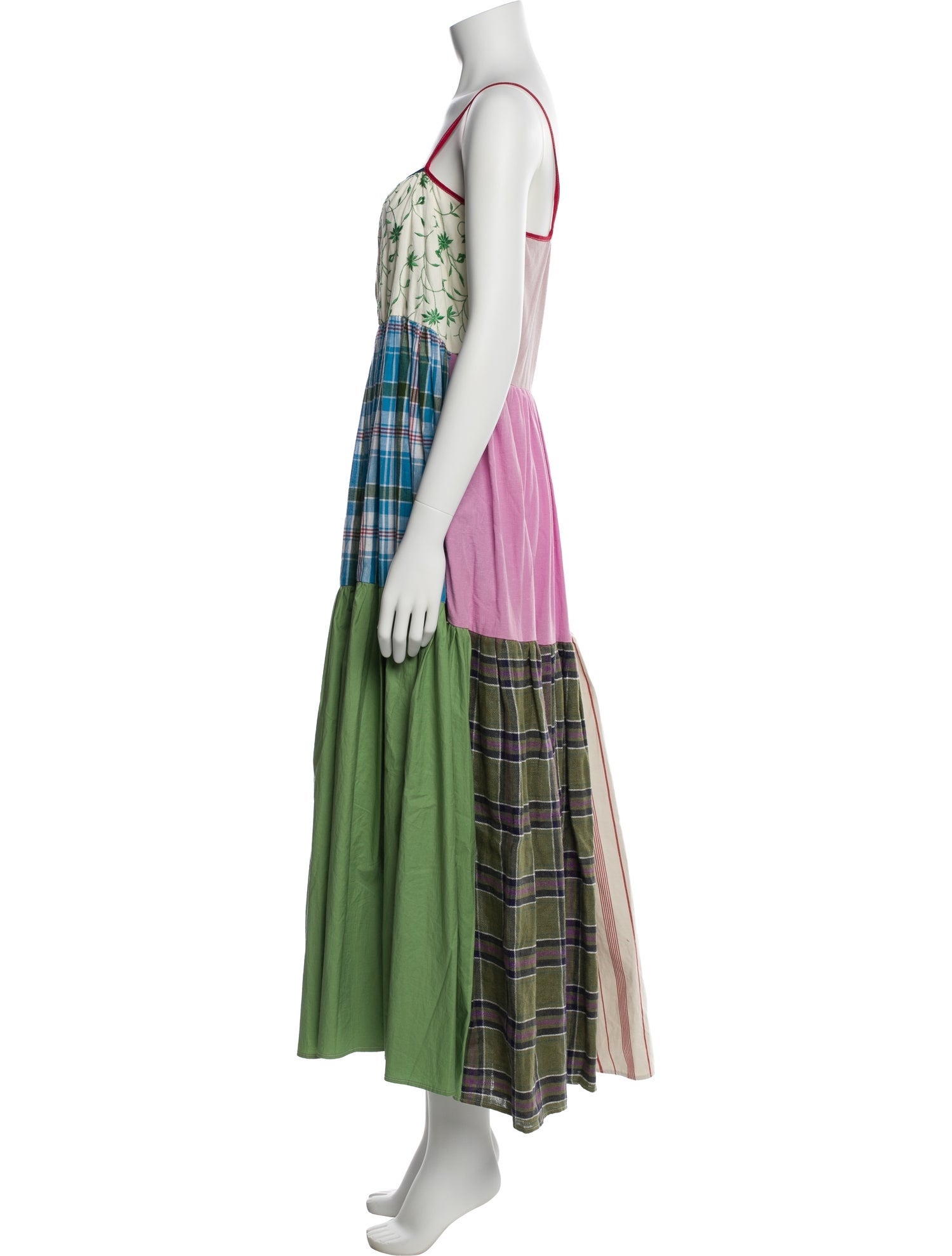 La Réunion Plaid Print Long Dress