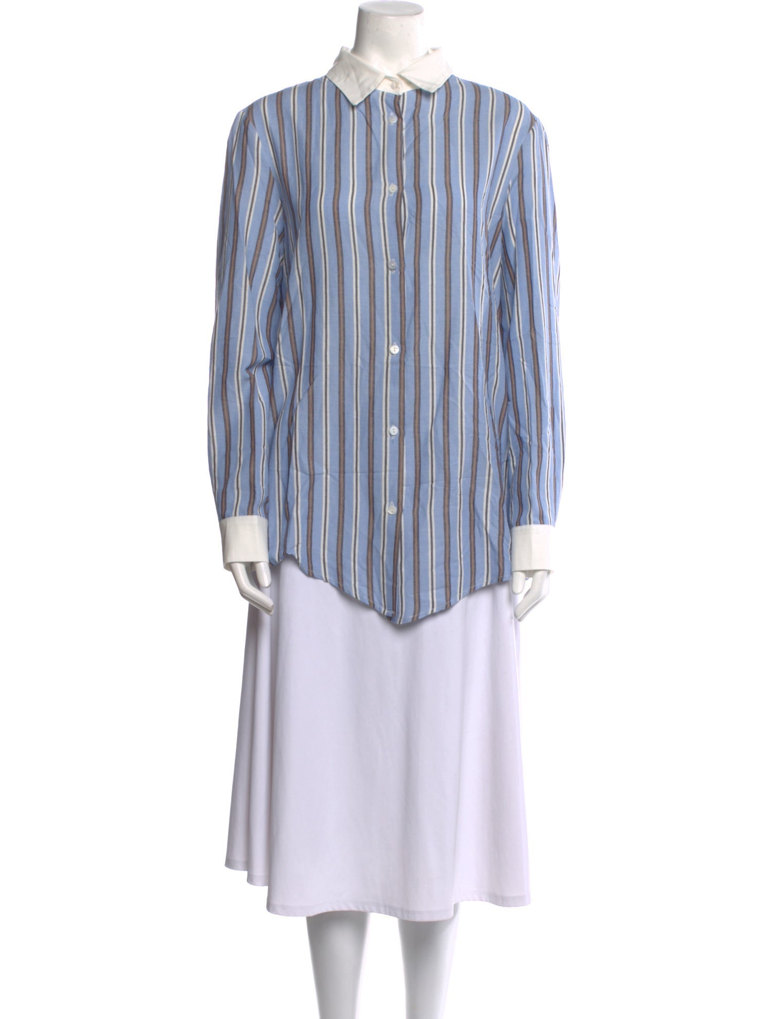 Lavi Couture Striped Long Sleeve Button-Up Top