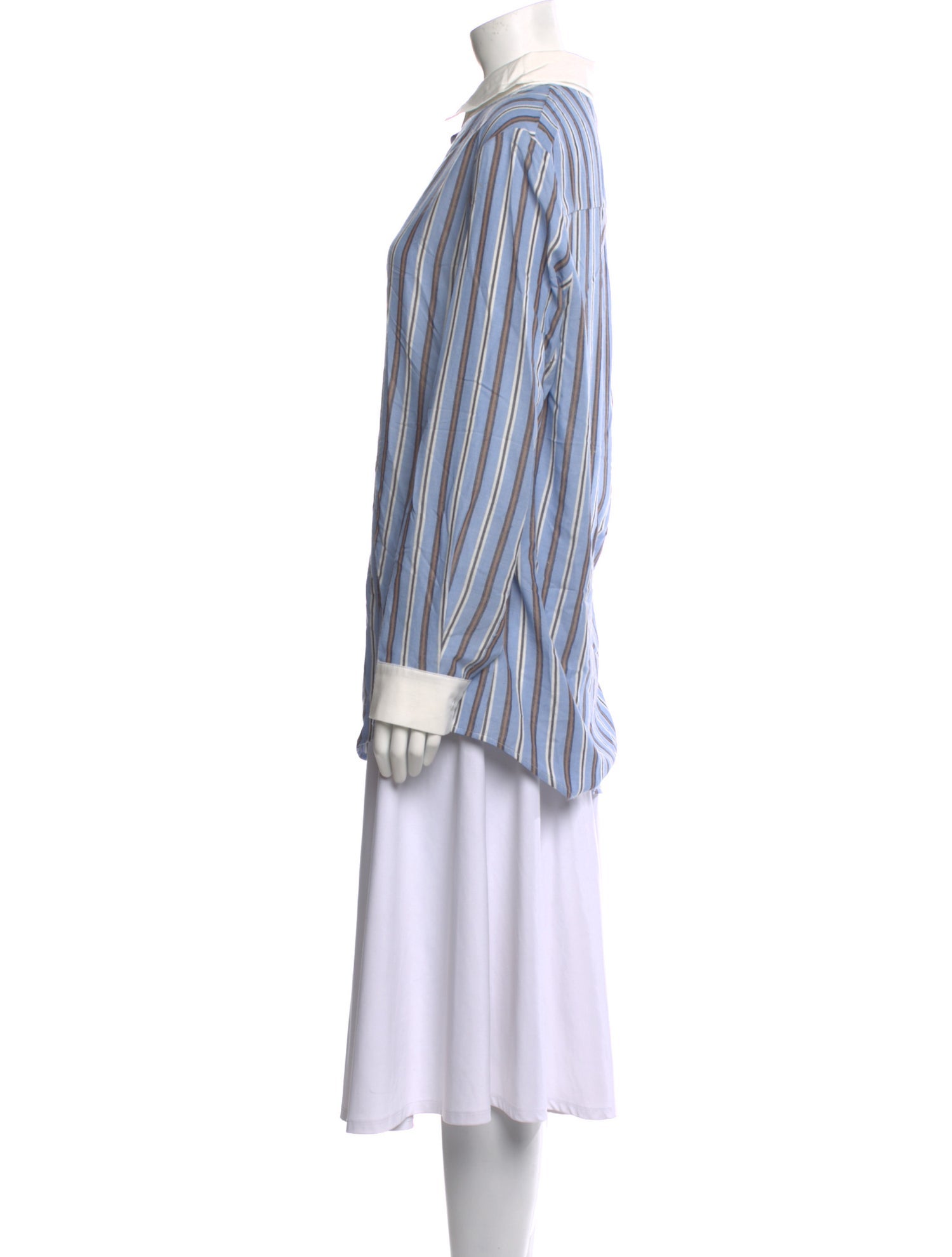 Lavi Couture Striped Long Sleeve Button-Up Top