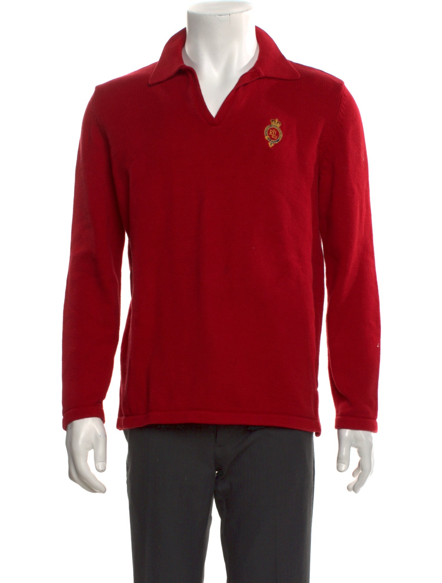 Lauren Jeans Co. Graphic Print V-Neck Polo Sweater