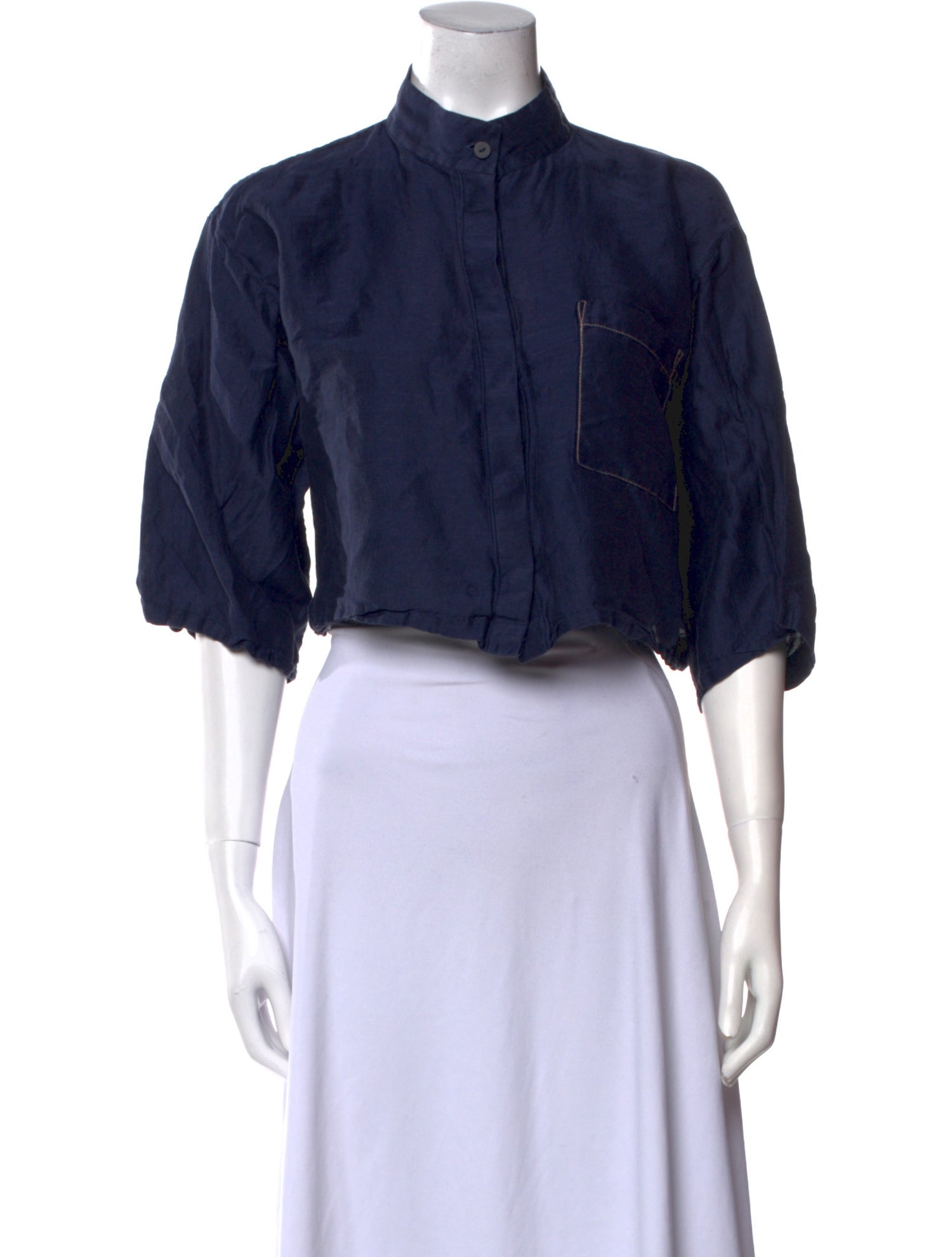 Lunya Mock Neck Three-Quarter Sleeve Crop Top