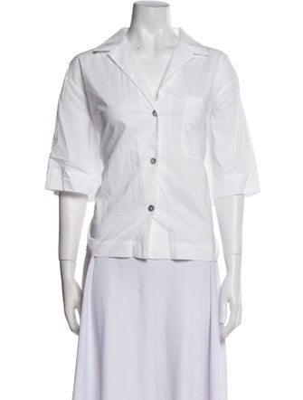 Lunya Three-Quarter Sleeve Button-Up Top