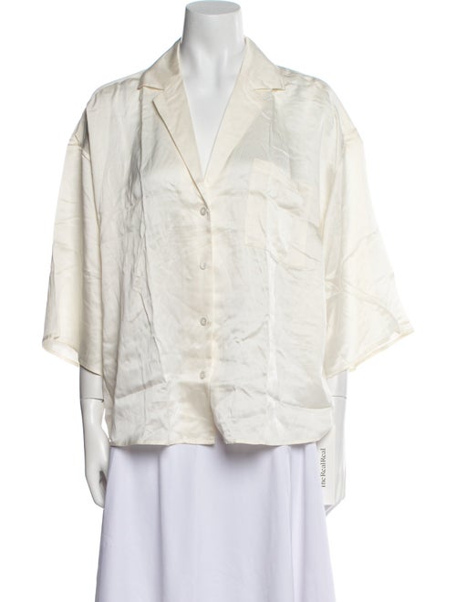 Lunya Silk Three-Quarter Sleeve Button-Up Top