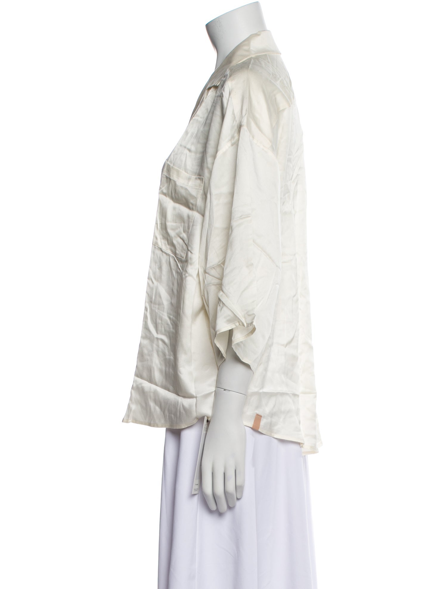 Lunya Silk Three-Quarter Sleeve Button-Up Top