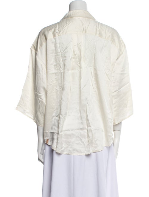 Lunya Silk Three-Quarter Sleeve Button-Up Top