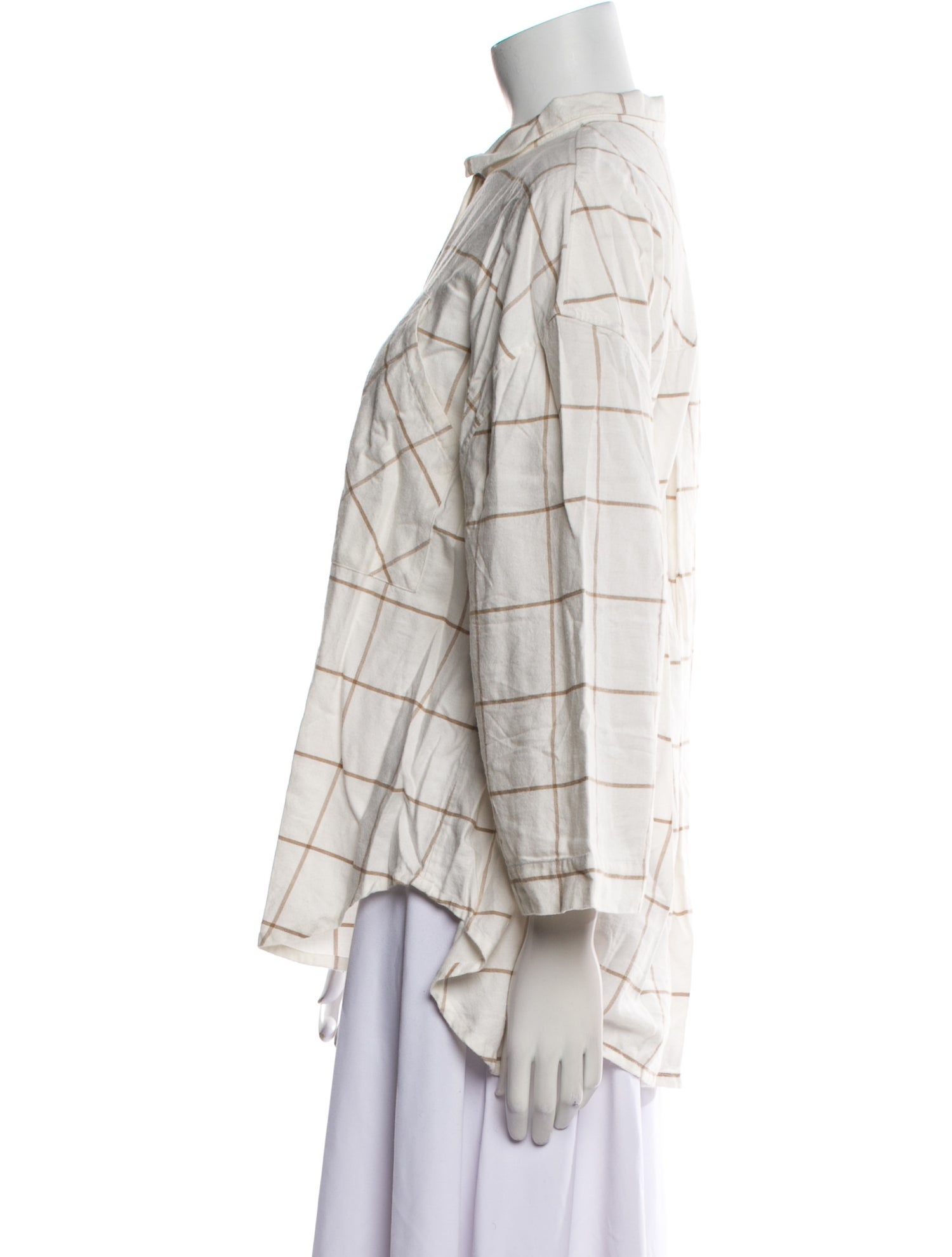 Lunya Plaid Print Mock Neck Button-Up Top