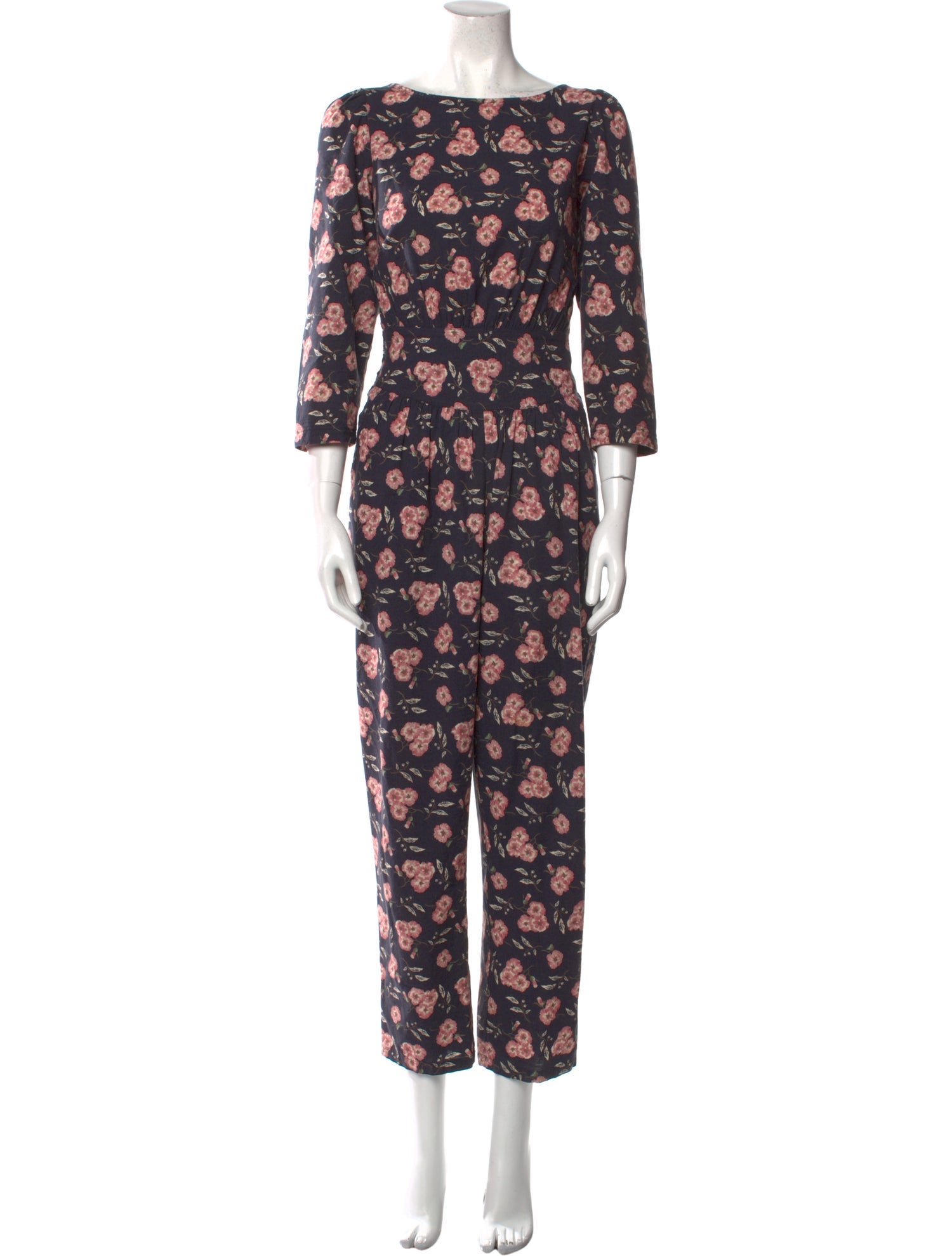 La Vie Rebecca Taylor Floral Print Bateau Neckline Jumpsuit