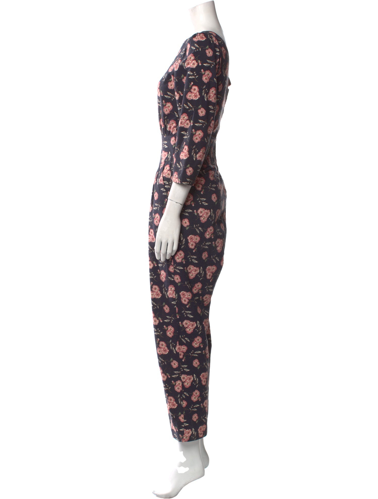 La Vie Rebecca Taylor Floral Print Bateau Neckline Jumpsuit