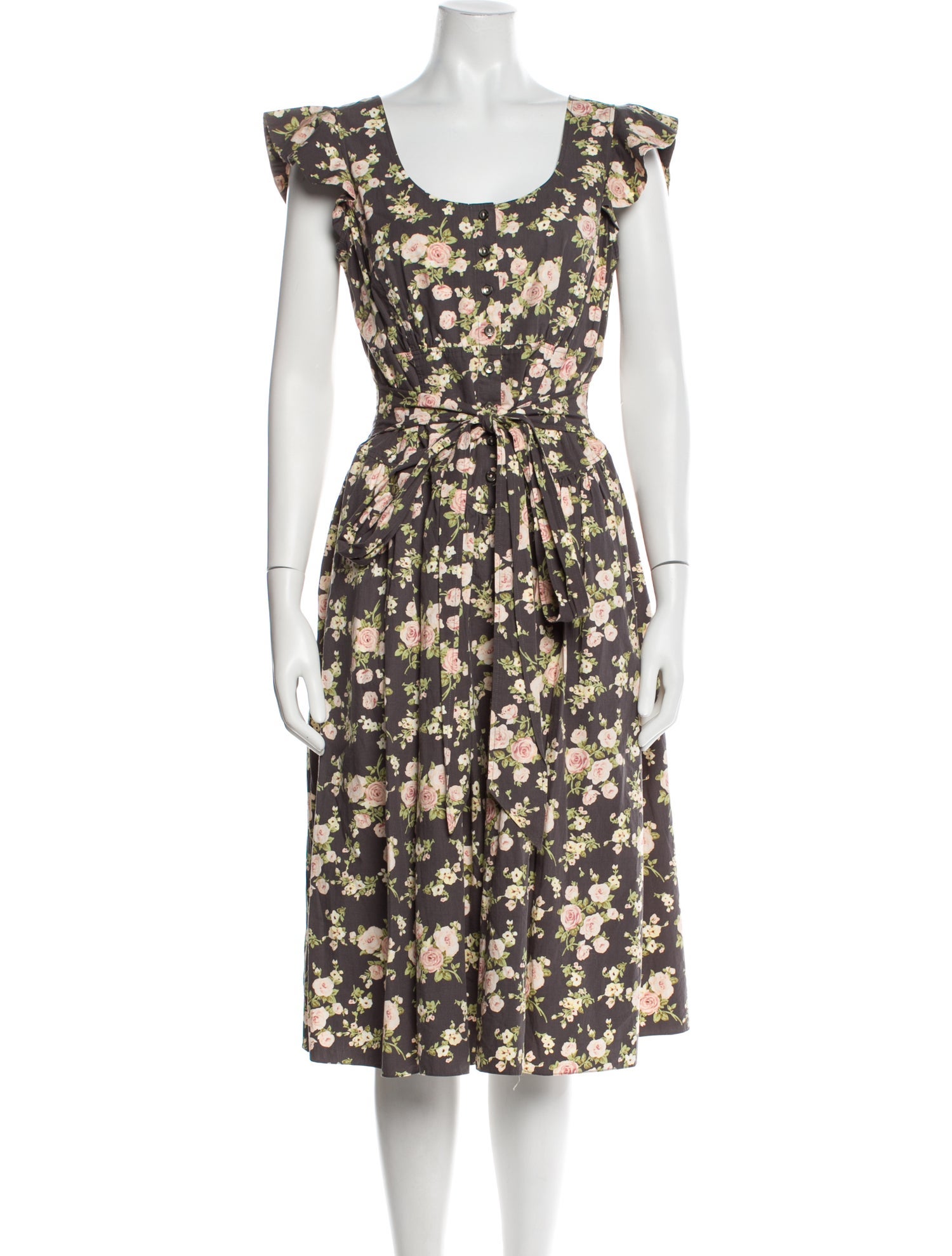 La Vie Rebecca Taylor Floral Print Midi Length Dress