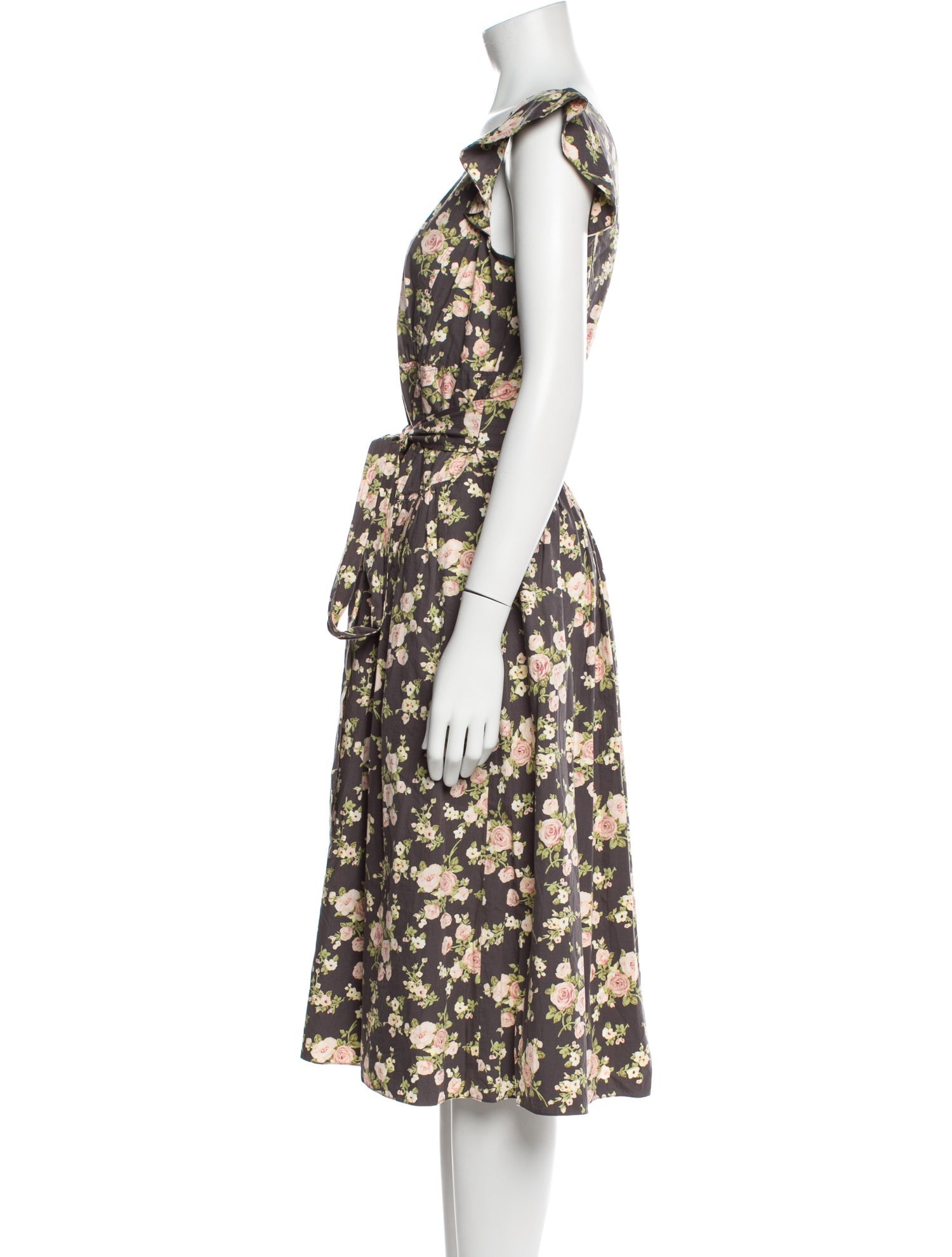 La Vie Rebecca Taylor Floral Print Midi Length Dress